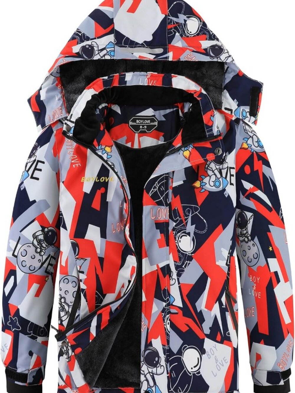 Waterproof Boy's Ski Jacket - Windproof Winter Coat with Fleece & Detachable